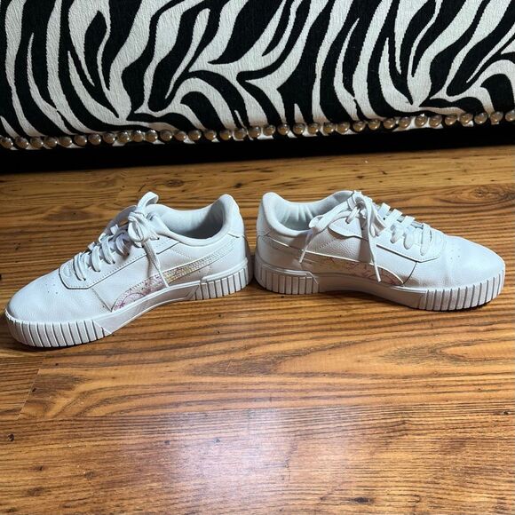 Puma Woman’s White Carina Bubble Dye Low Casual Sneaker Sz 7.5 - Picture 4 of 12